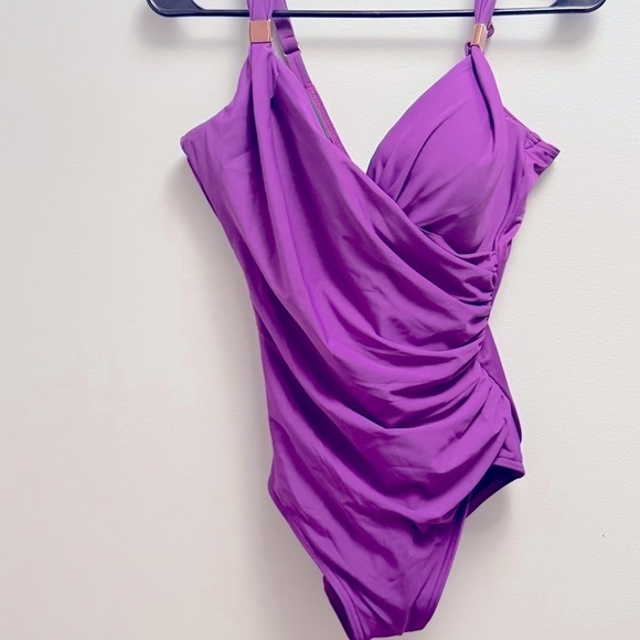 Miraclesuit Twist-Front Siren One-Piece, Orchid Purple, 16 swimsuit, swim - Picture 8 of 14